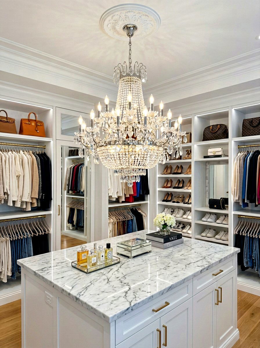 Crystal Chandelier Fixture - 30 boutique closet ideas