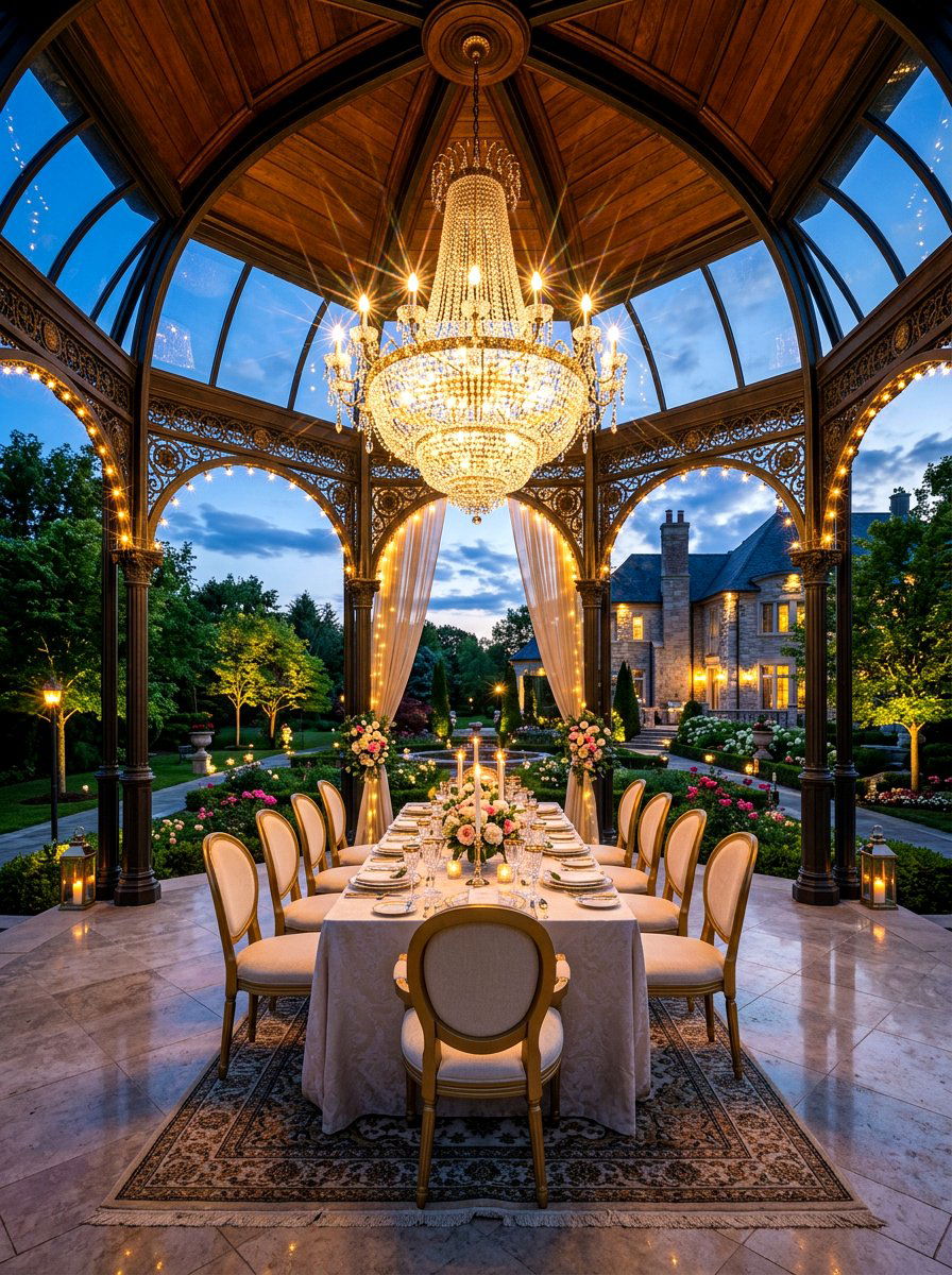 Crystal Chandelier Gazebo - 30 gazebo lighting ideas