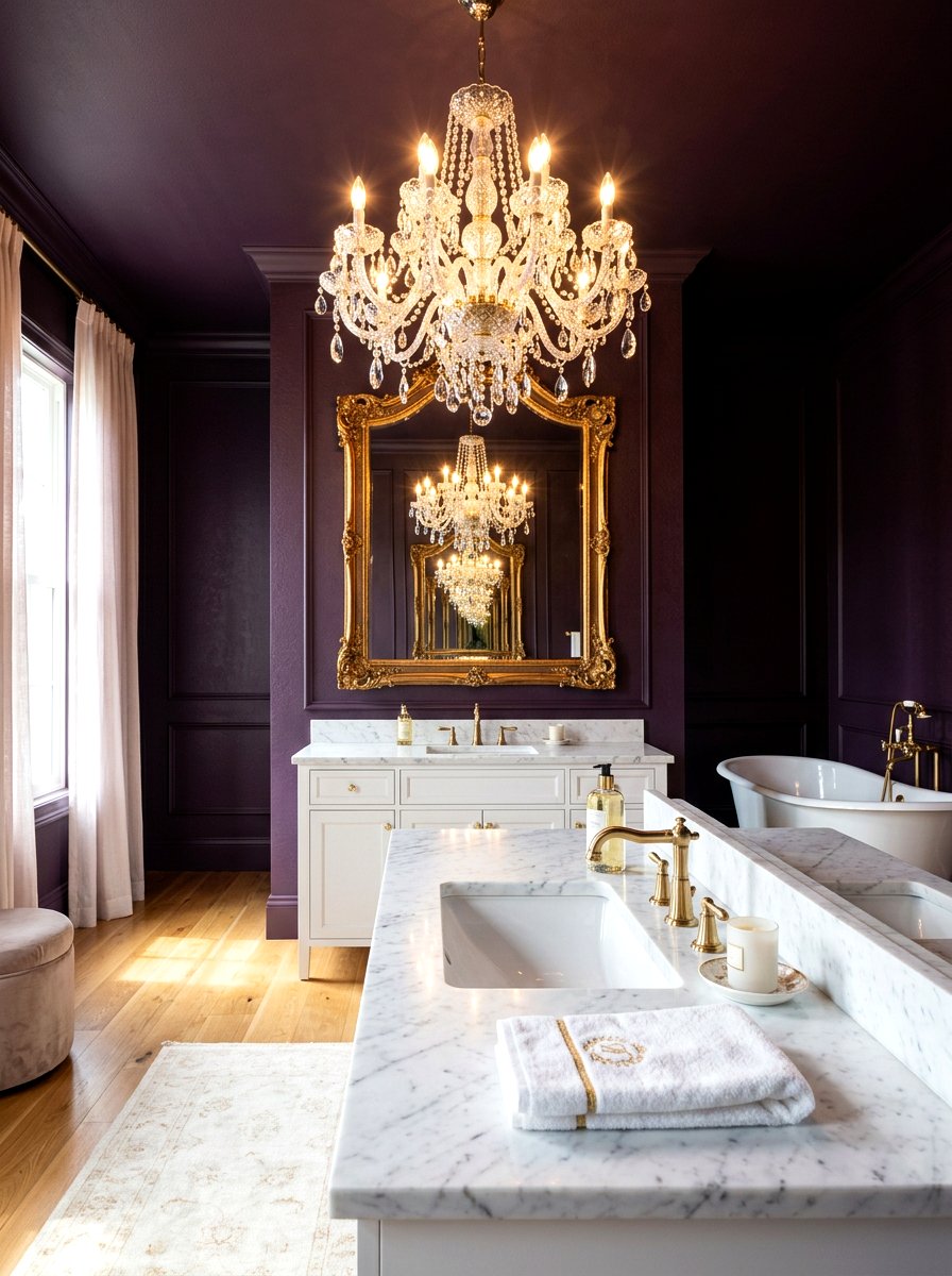Crystal Chandelier Light - 30 jewel box bath ideas