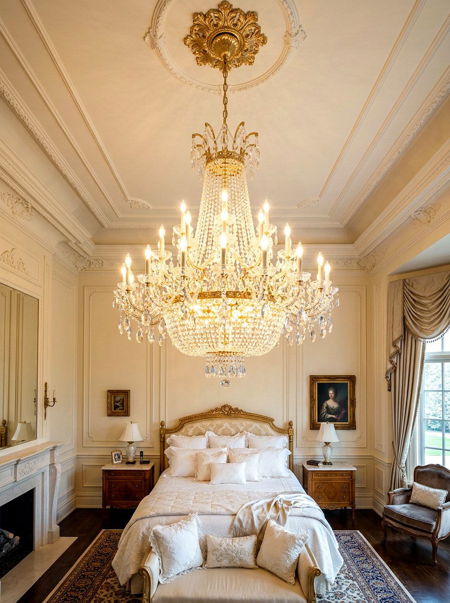 Crystal Chandelier Lighting - 30 frilly bedroom ideas