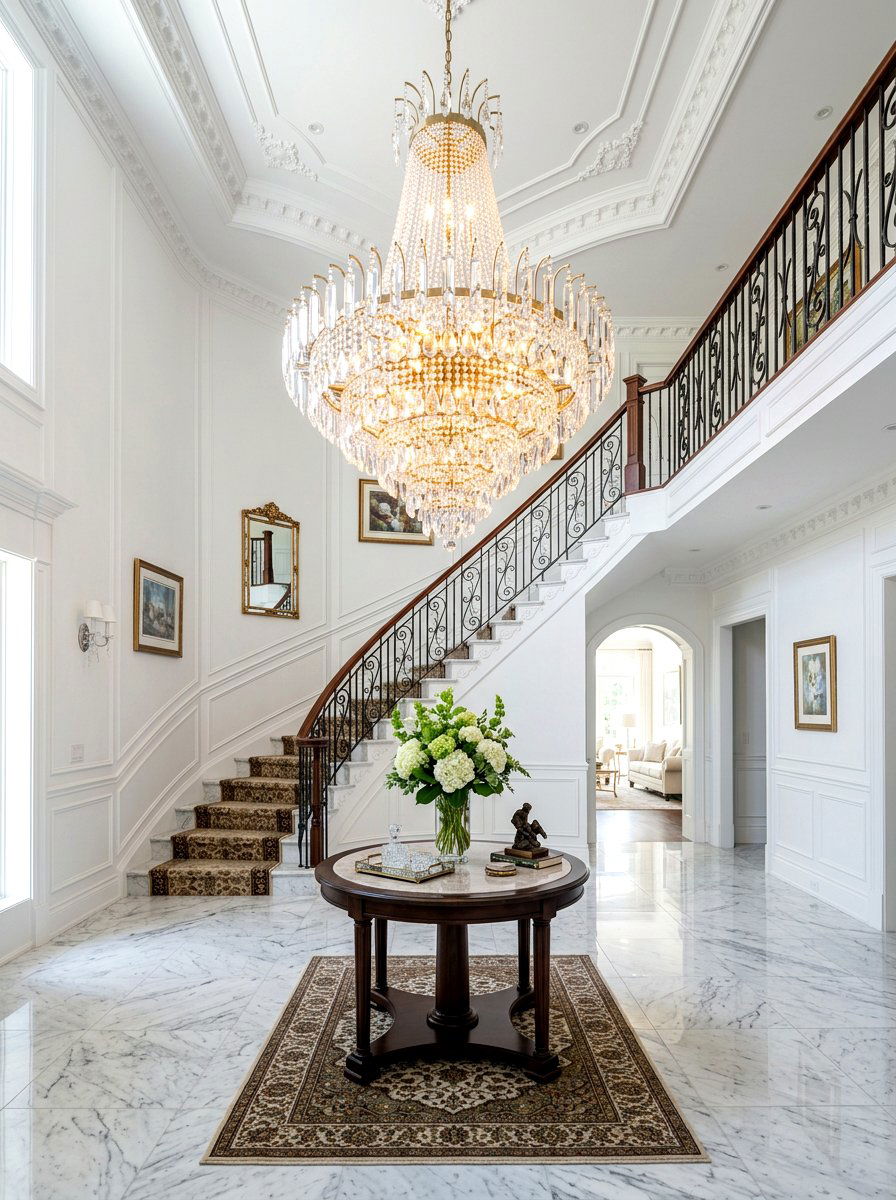 Crystal Chandelier Lighting - 30 luxury entryway styling ideas