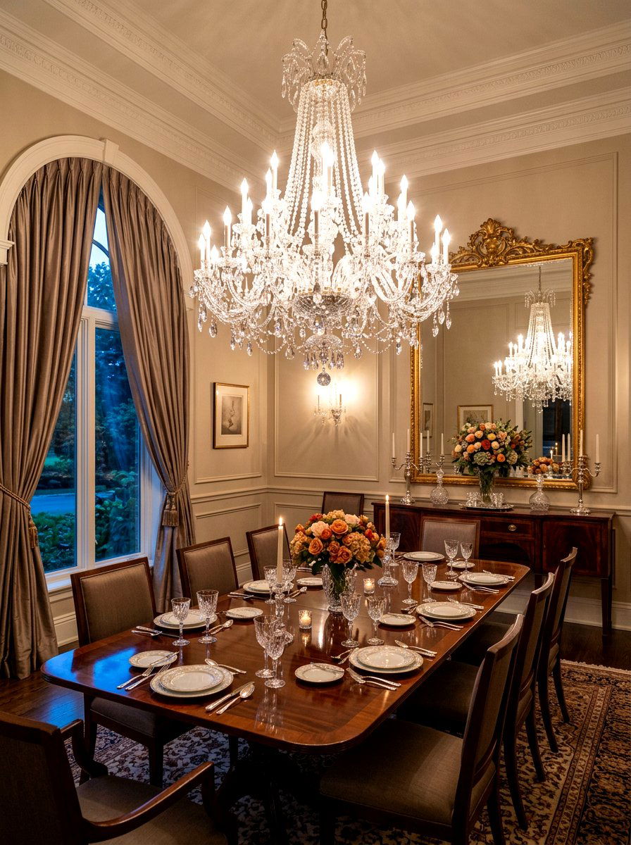 Crystal Chandelier Lighting - 30 warm traditional dining room ideas