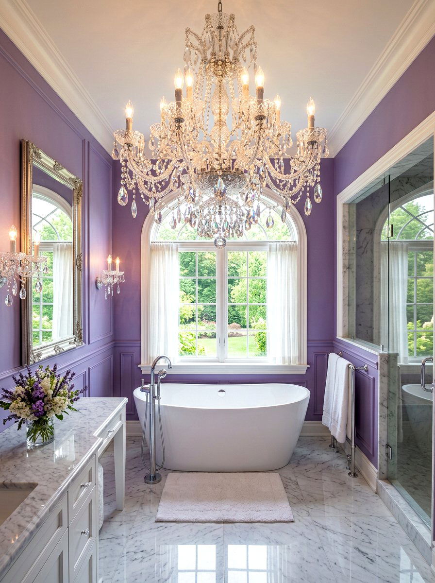 Crystal Chandelier Lighting - 30 maximalist bathroom ideas