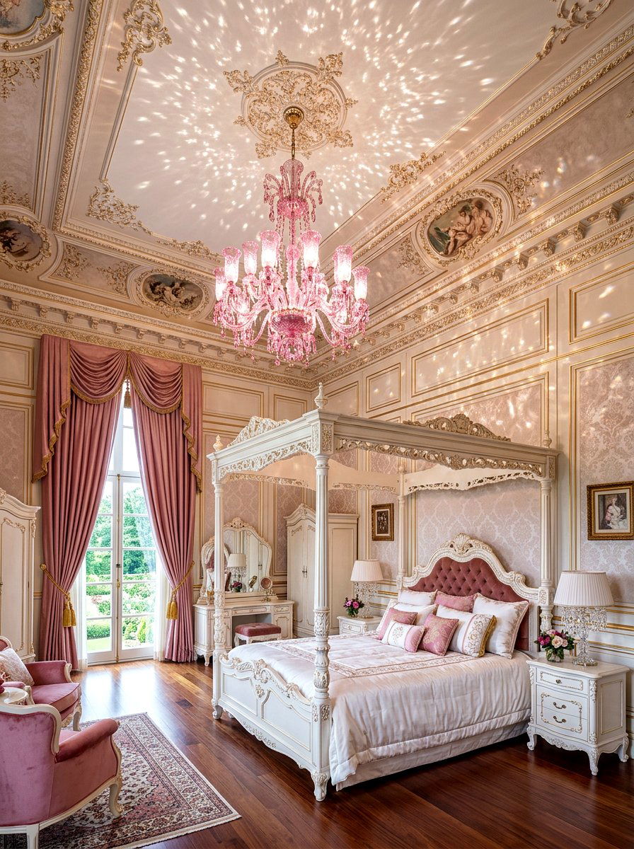 Crystal Chandelier Lighting - 30 princess bedroom ideas