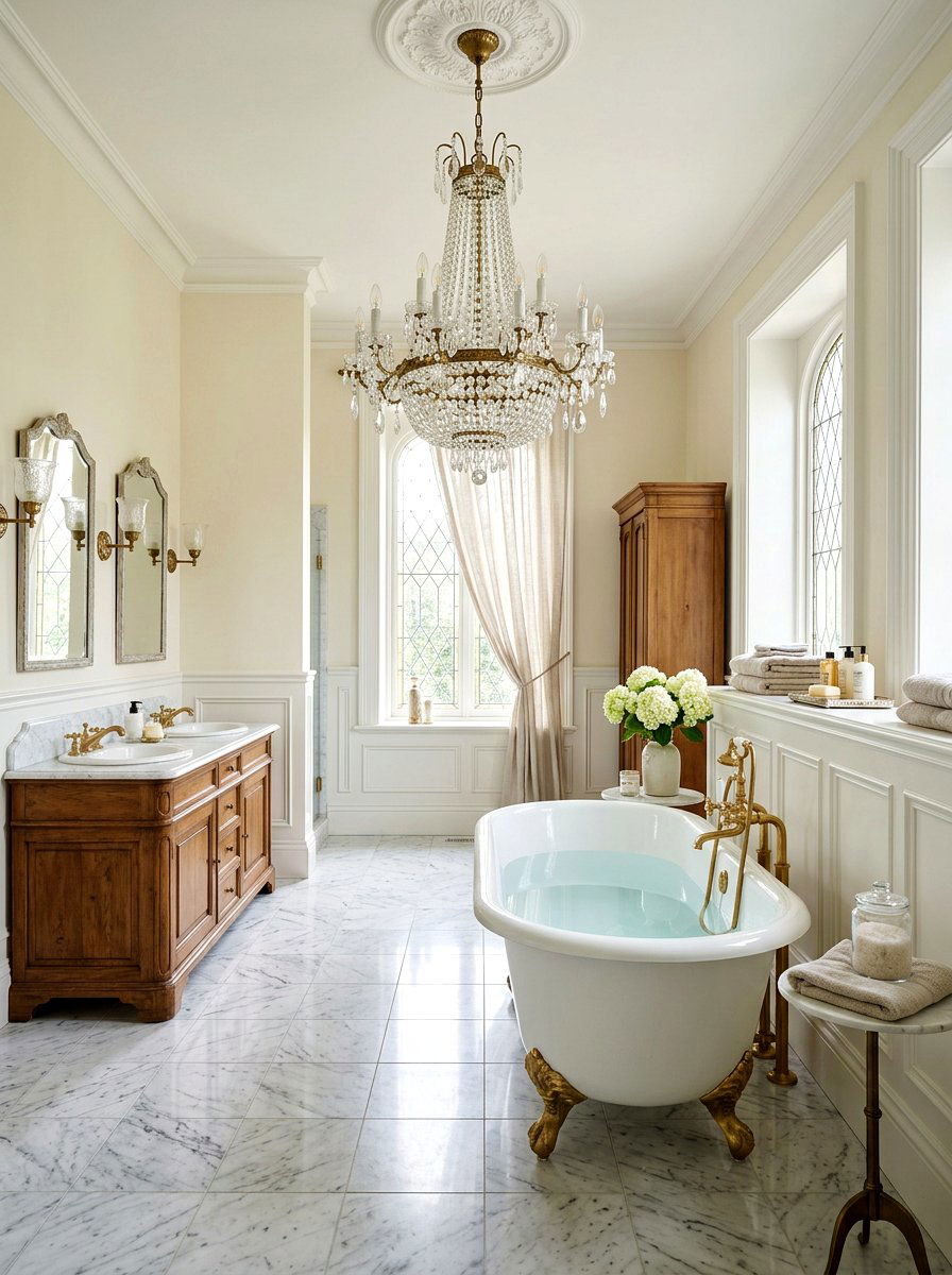 Crystal Chandelier Lighting - 30 traditional bathroom ideas