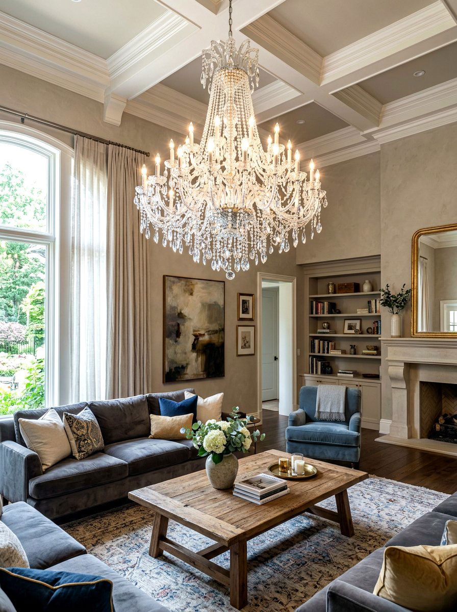 Crystal Chandelier Living Room - 30 French country living room ideas