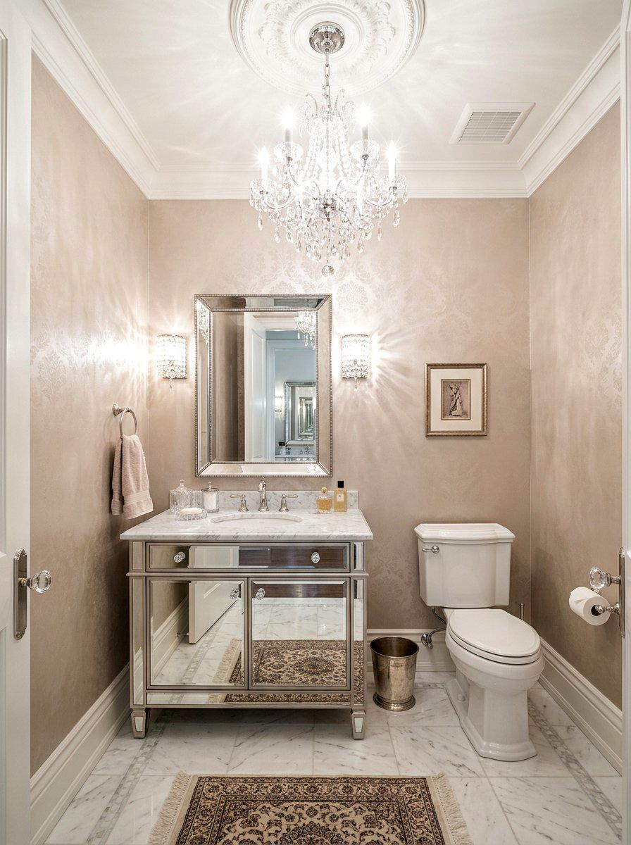 Crystal Chandelier Powder Room - 30 opulent powder room ideas