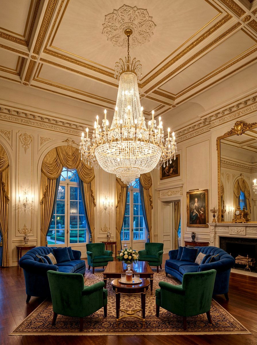 Crystal Chandelier Room - 30 old money lounge ideas