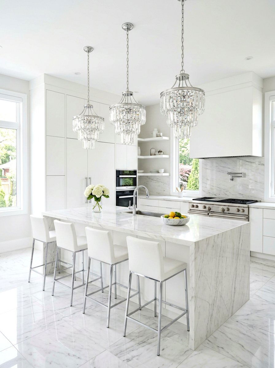 Crystal Chrome Pendant - 30 chrome kitchen pendant ideas