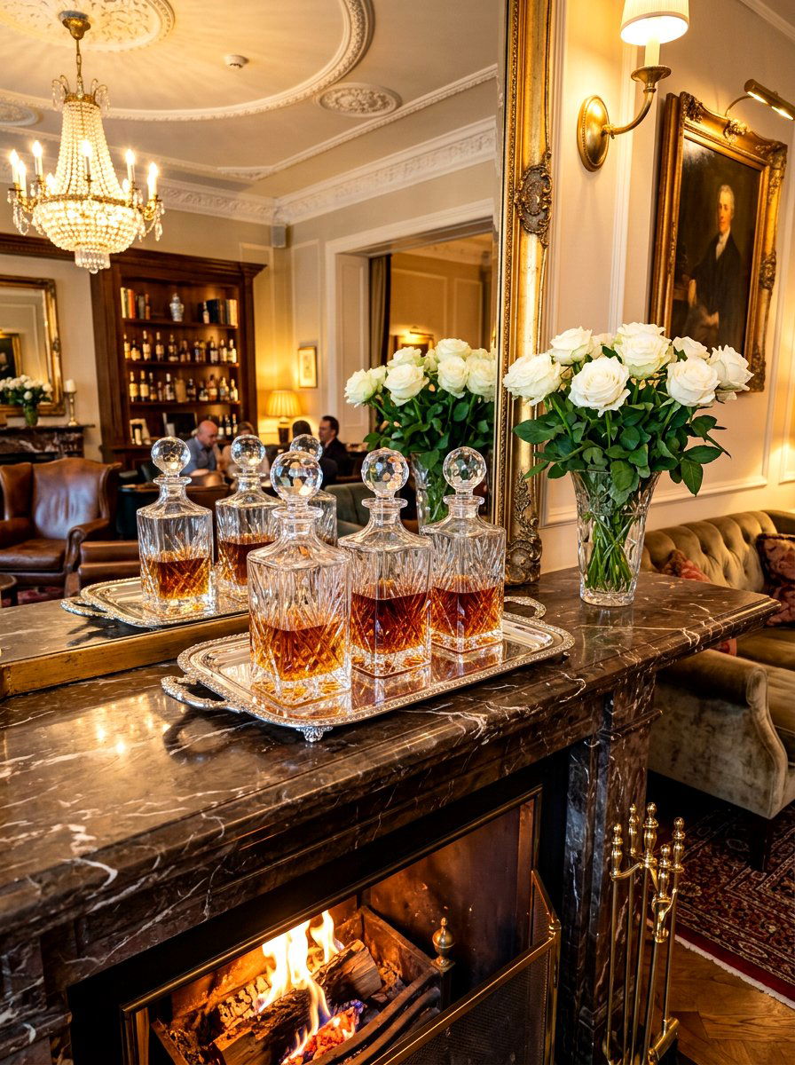 Crystal Decanter Set - 30 vintage mantel styling ideas