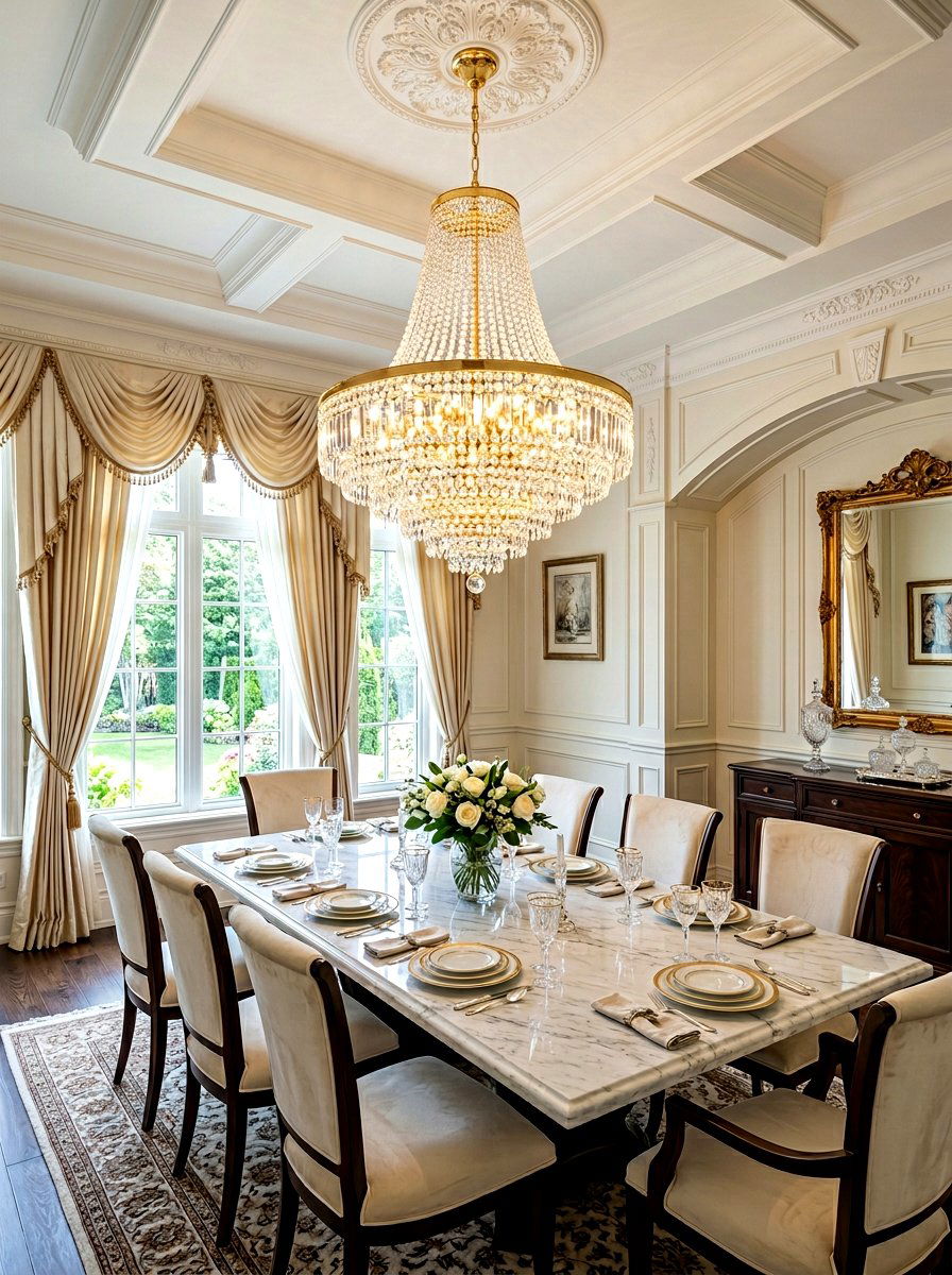 Crystal Drum Chandelier - 30 dining room lighting ideas