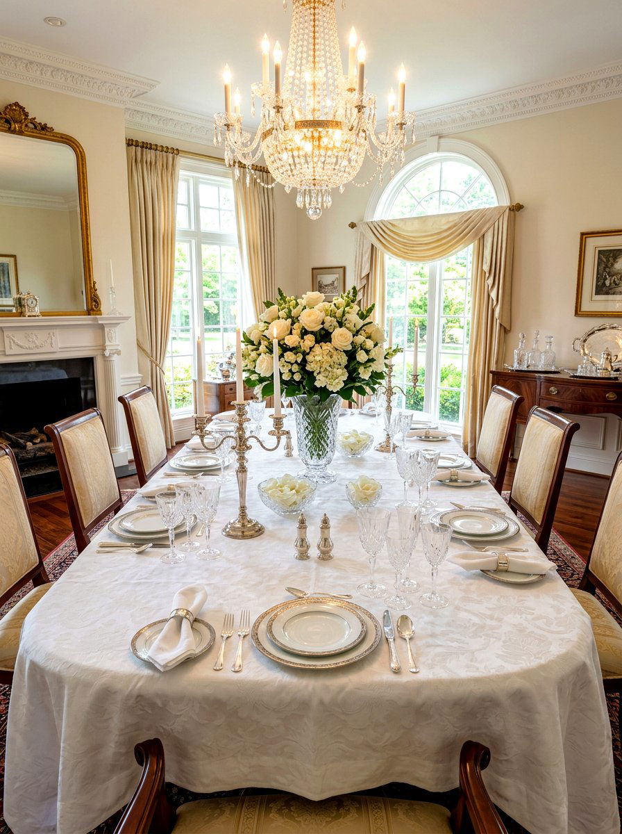 Crystal Glass Formal Table - 30 layered tablescape dining ideas