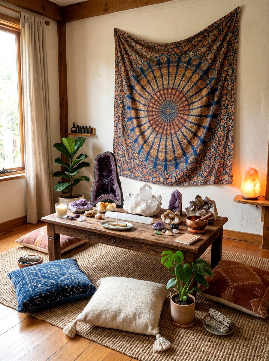 Crystal Healing Space - 30 wellness nook ideas