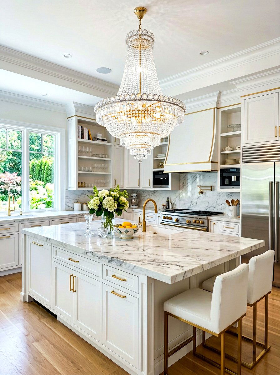 Crystal Kitchen Chandelier - 30 kitchen lighting ideas