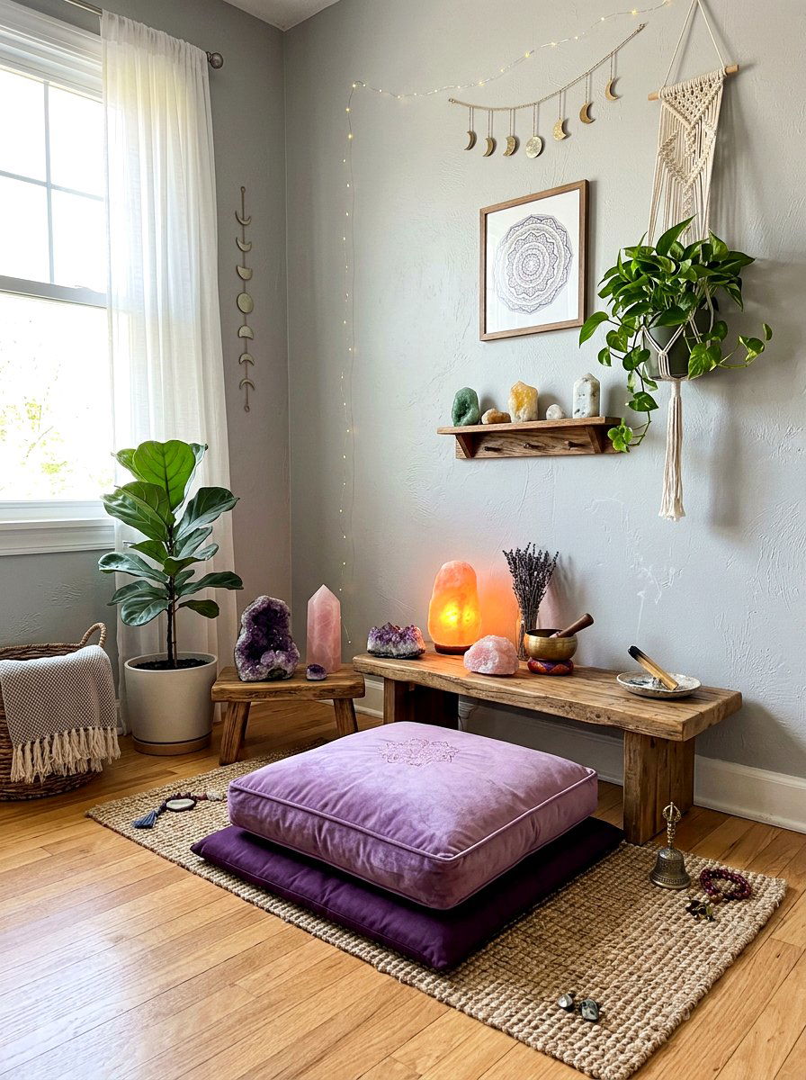 Crystal Meditation Nook - 30 meditation nook ideas