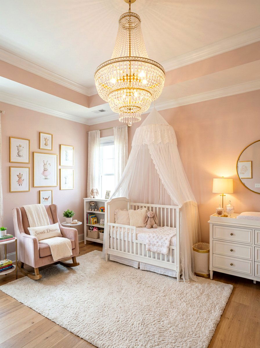 Crystal Nursery Chandelier - 30 luxe baby room ideas