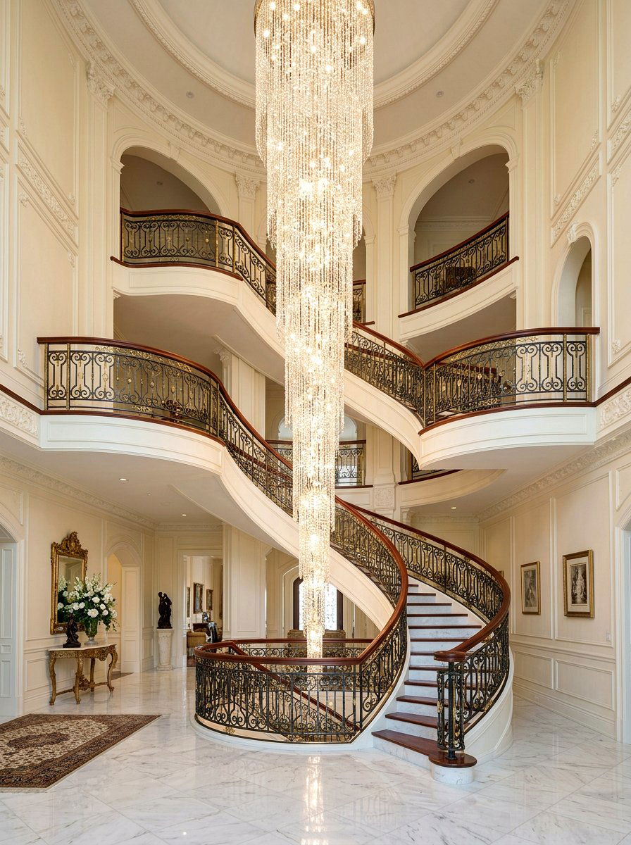 Crystal Waterfall Lighting - 30 foyer chandelier ideas