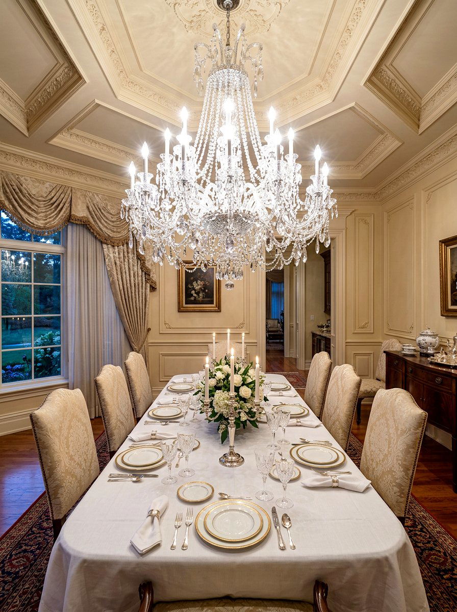 Crystal chandelier dining - 30 Paris cafe dining room ideas