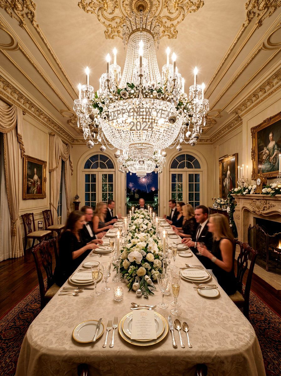 Crystal chandelier dining room - 30 New Year dining room ideas