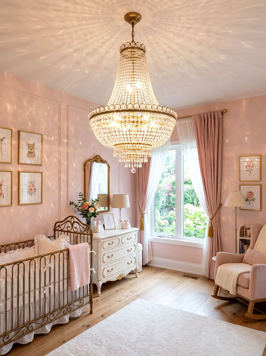 Crystal chandelier nursery - 30 soft traditional nursery ideas