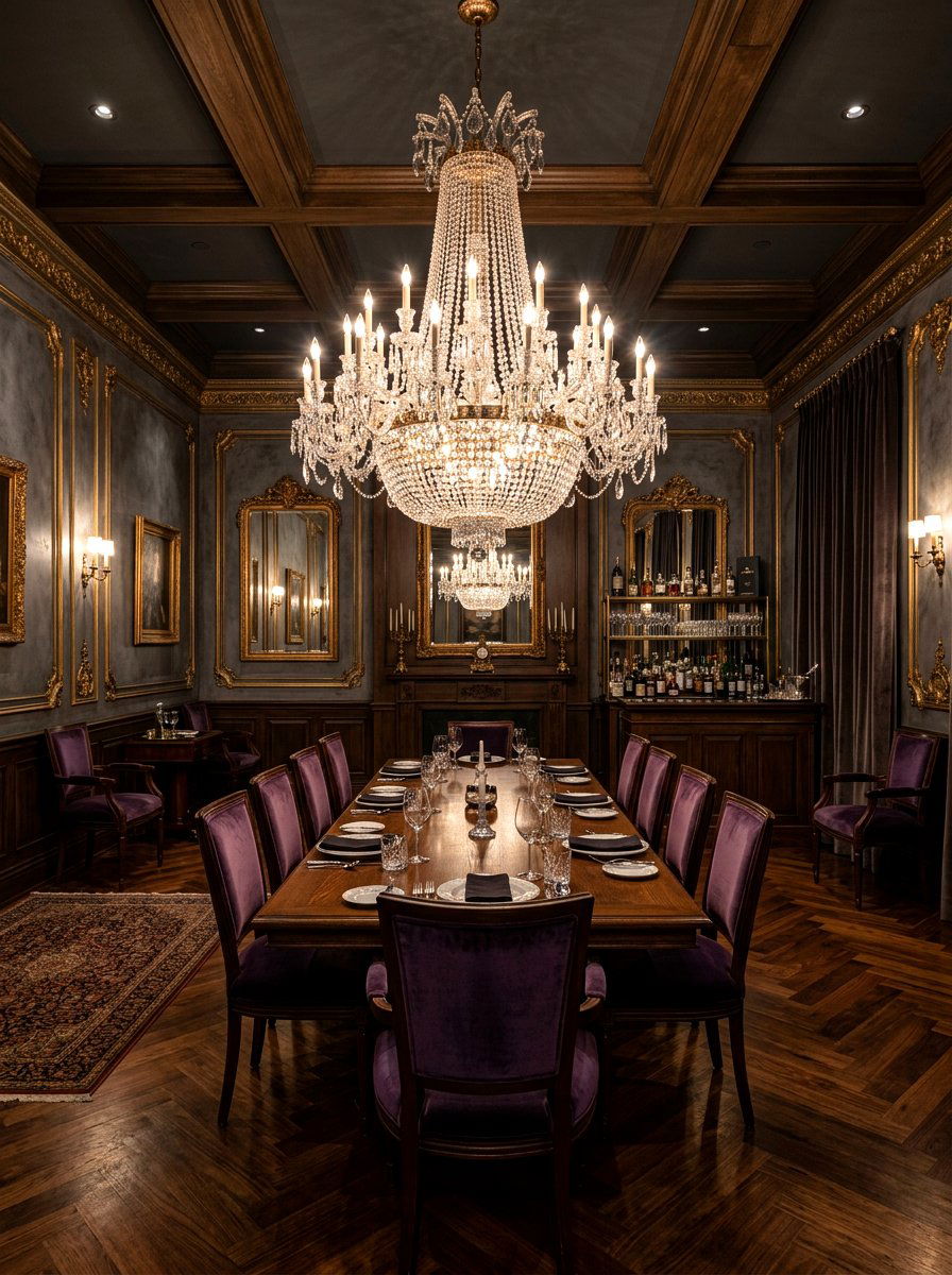 Crystal chandelier speakeasy dining room - 30 speakeasy dining room ideas