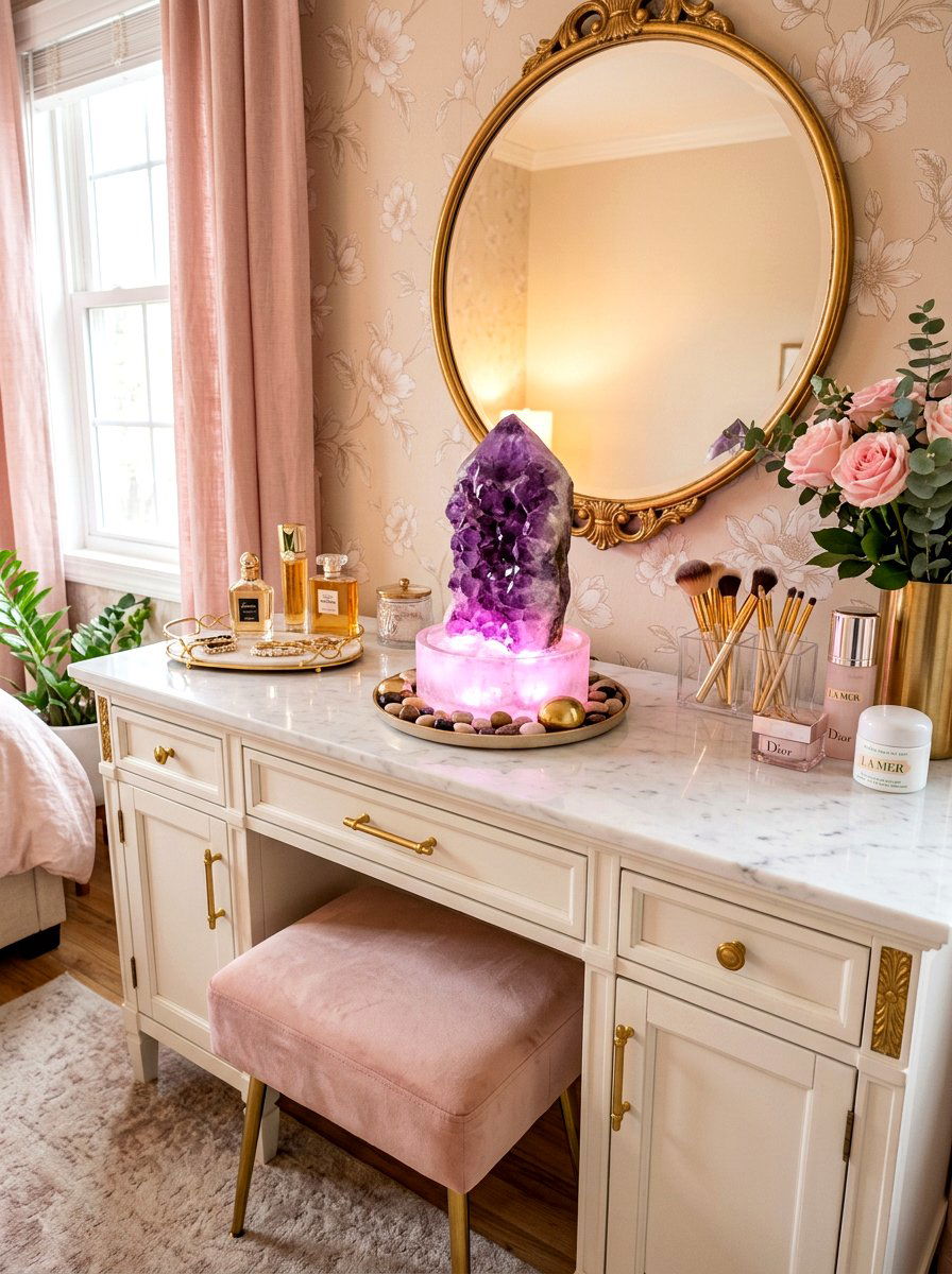 Crystal glow tabletop fountain - 30 indoor fountain decor ideas