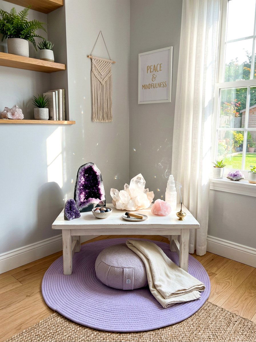 Crystal meditation corner decor - 30 sunrise meditation space ideas