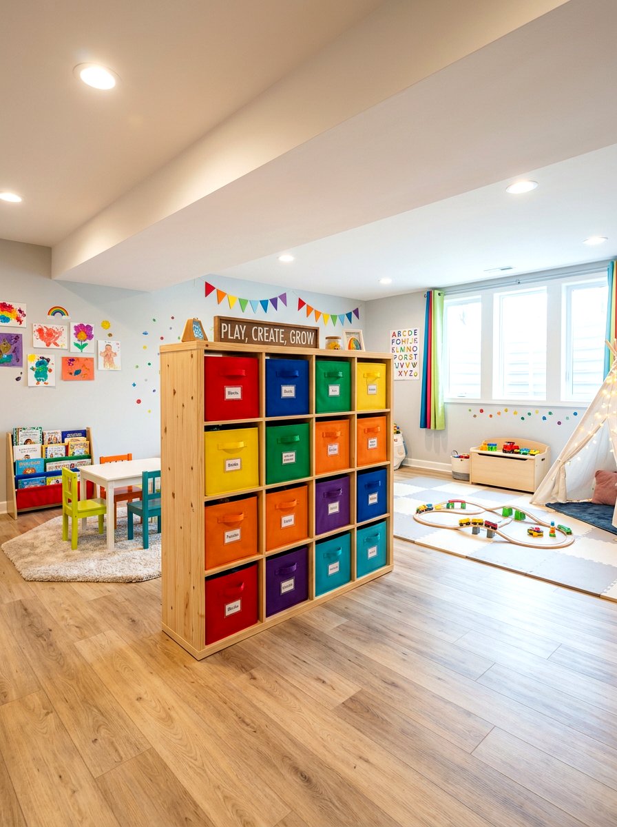 Cubby storage unit - 30 basement storage wall ideas