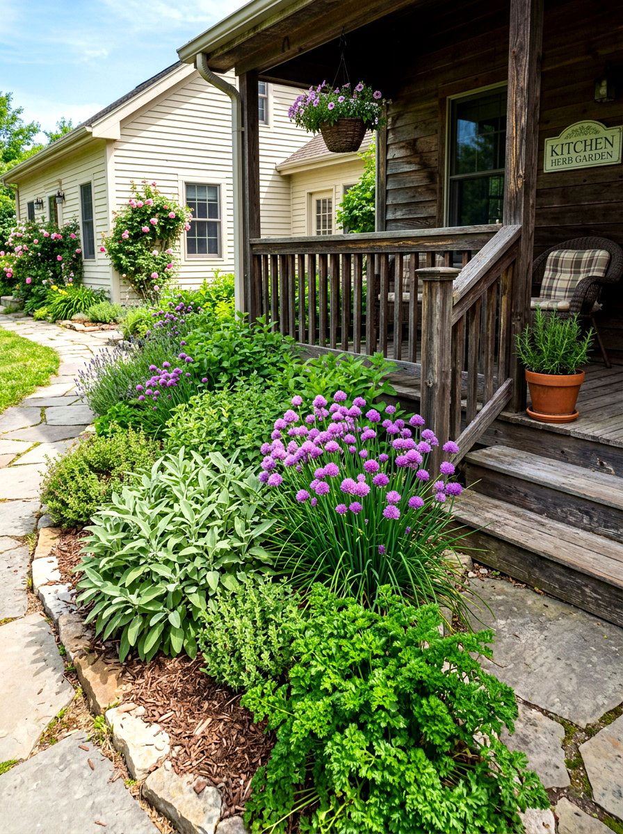 Culinary Herb Garden Border - 30 cottage border backyard ideas