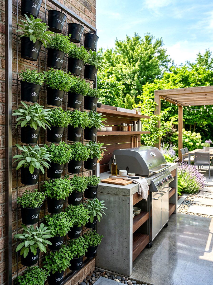 Culinary Herb Wall - 30 edible entertaining backyard ideas