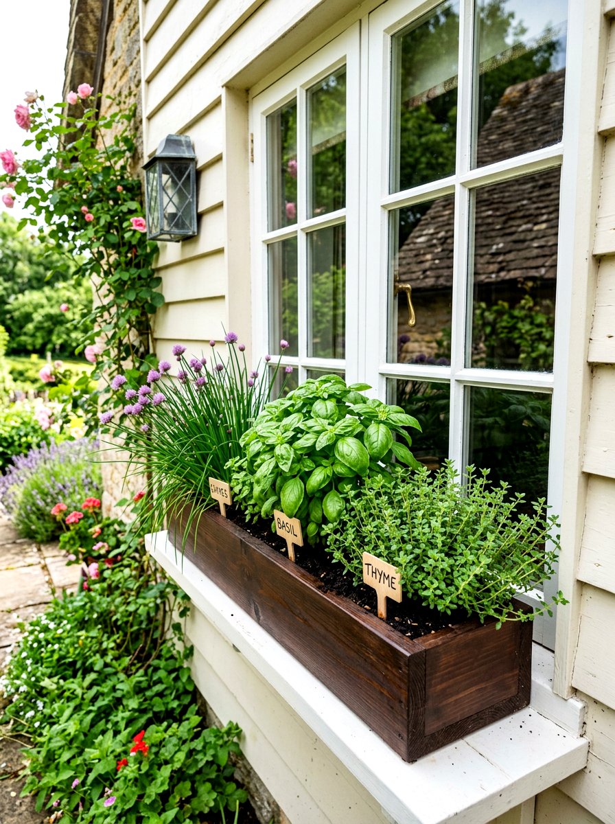 Culinary Herb Window Box - 30 edible backyard landscaping ideas