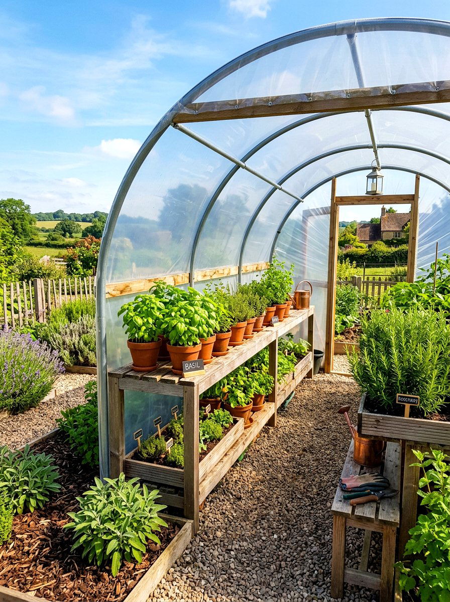 Culinary herb hoop house - 30 hoop house garden ideas
