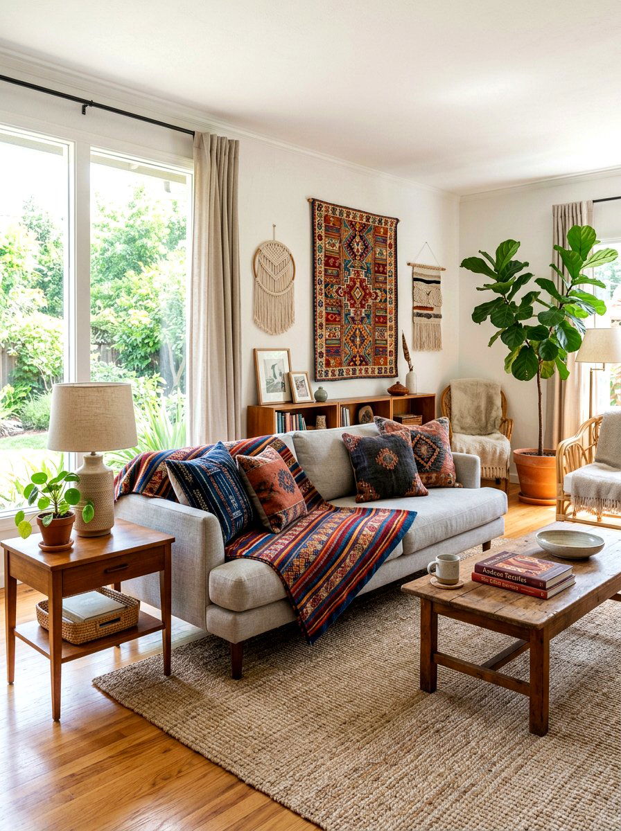 Cultural Textile Decor - 30 eclectic home decor ideas
