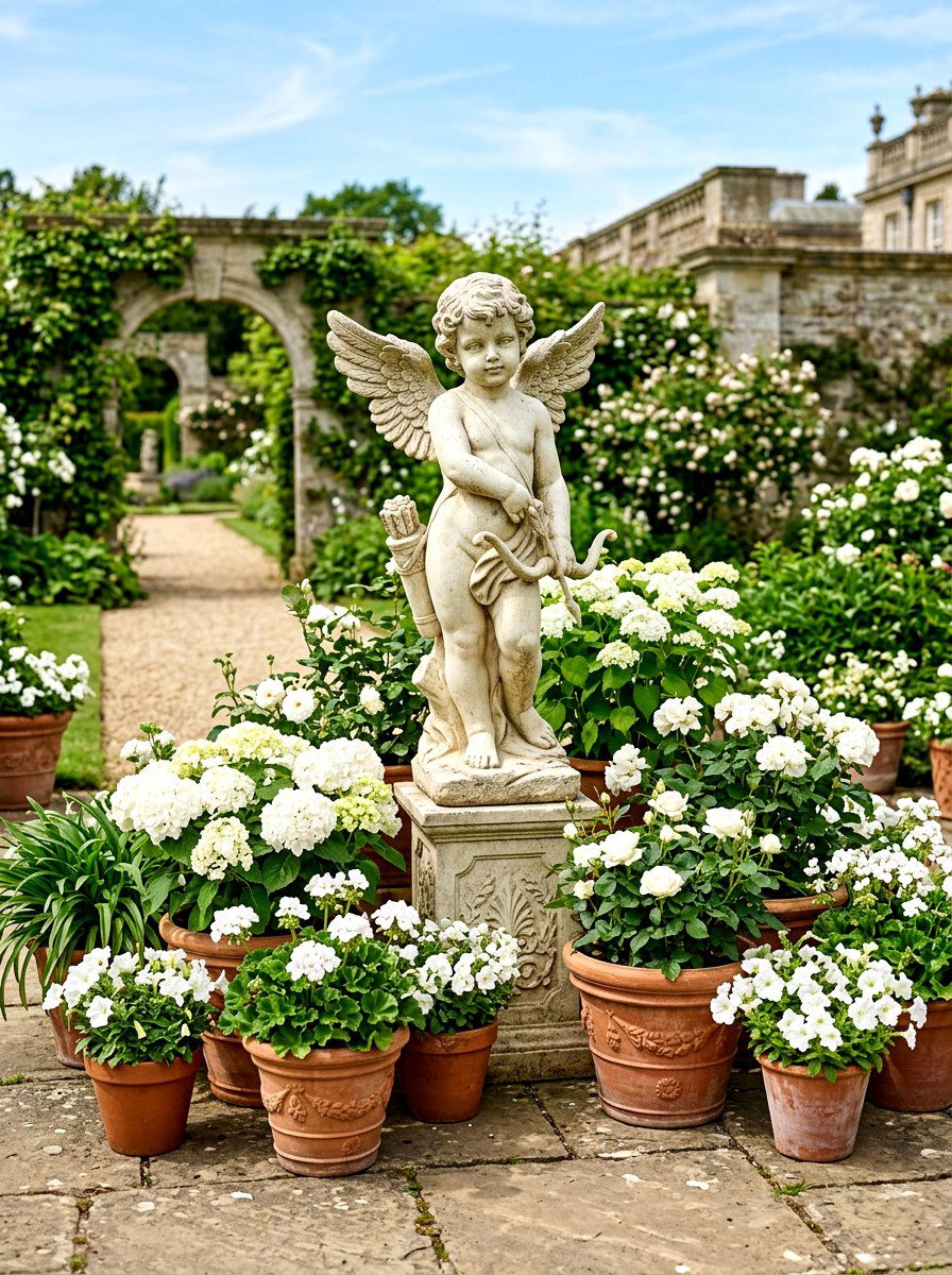 Cupid Statuary - 30 front porch Valentine decor ideas