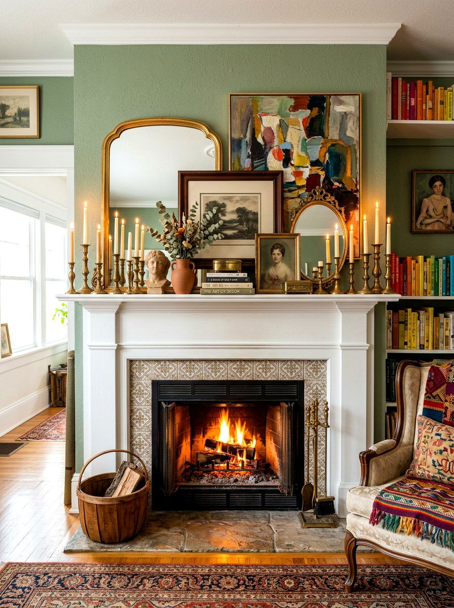 Curated Mantle Display - 30 anti minimal living room ideas