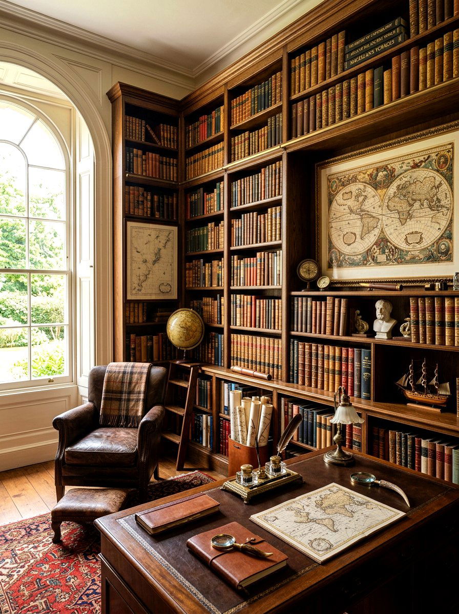 Curated antique office library - 30 office bookshelf styling ideas