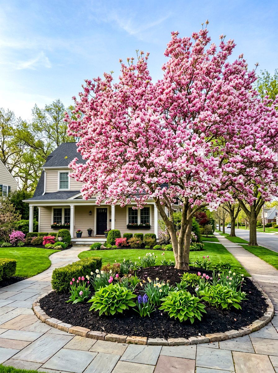 Curb Appeal Flowering Trees - 30 corner lot landscaping ideas