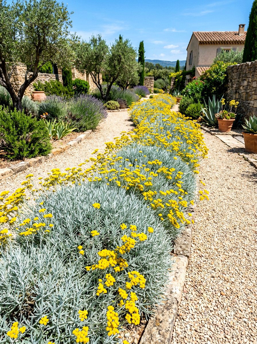 Curry Plant Border - 30 sensory herb garden ideas