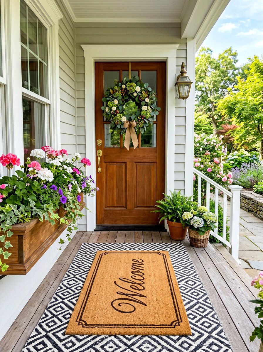 Cursive Script Welcome Mat - 30 front porch rug ideas