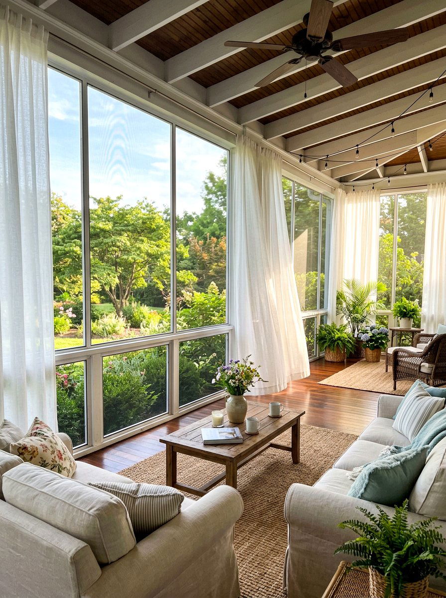 Curtain Enclosed Screened Porch - 30 screened porch ideas