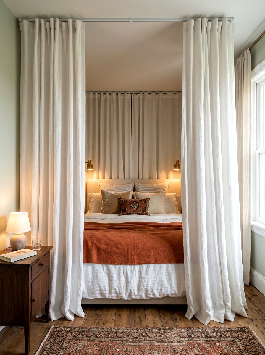 Curtained Bed Nook - 30 cozy compartmentalized home ideas