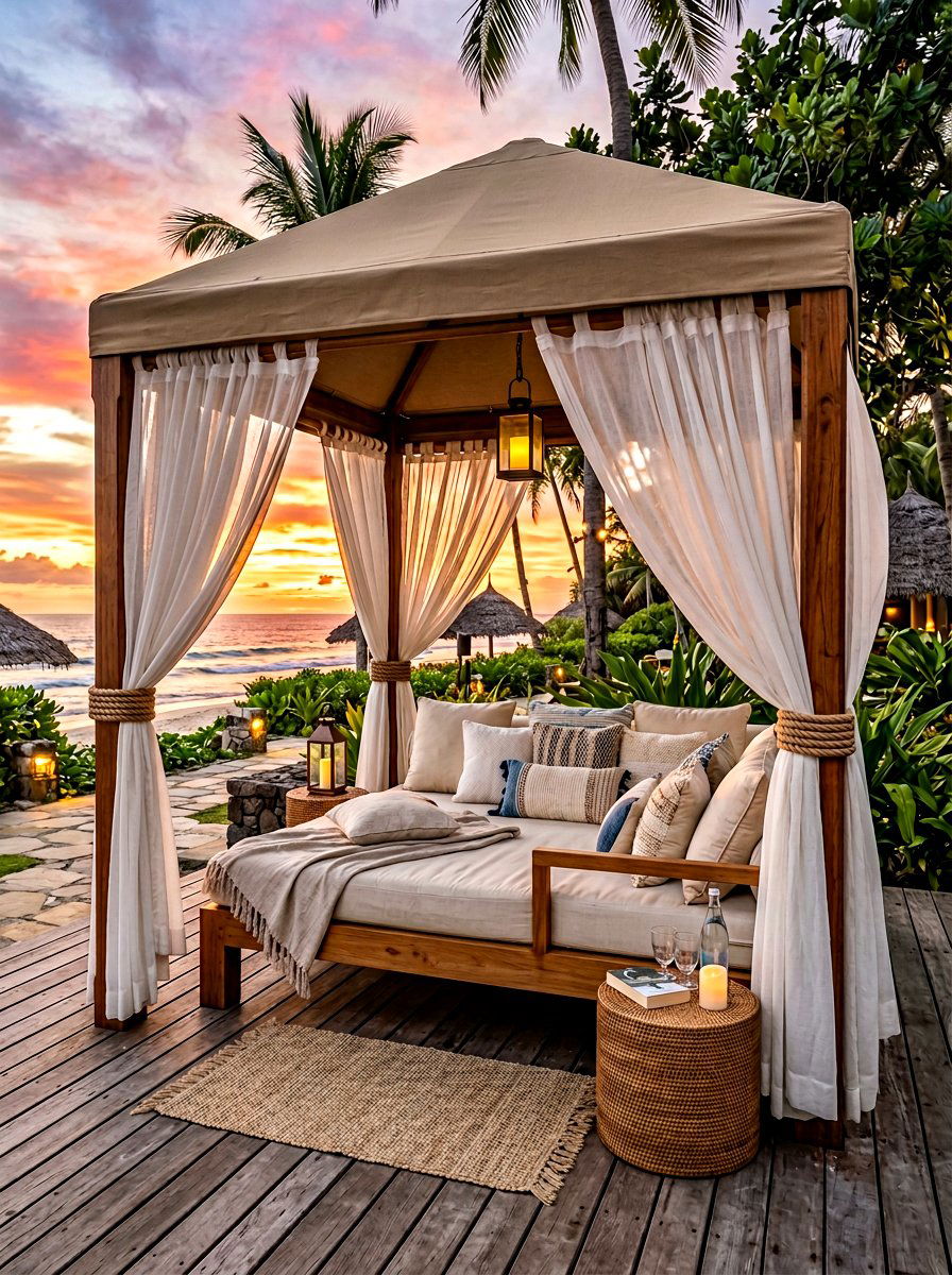Curtained Gazebo - 30 soft top gazebo ideas