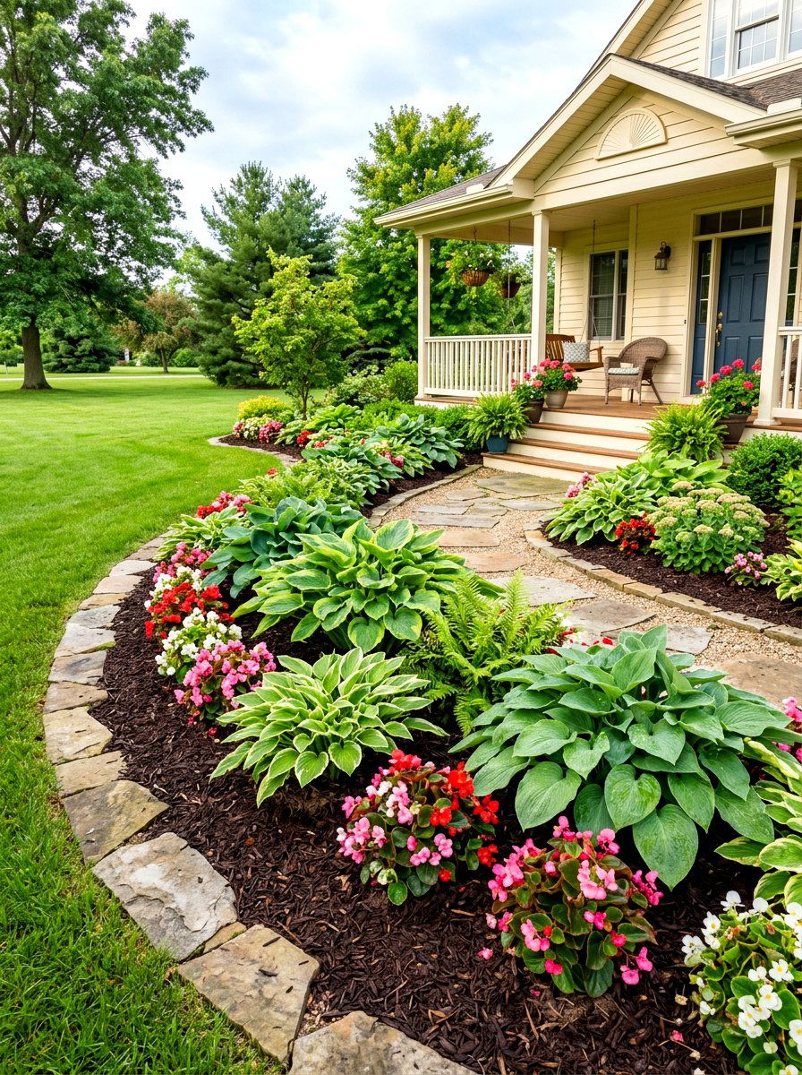 Curve Shaped Garden Bed - 30 front porch flower bed ideas