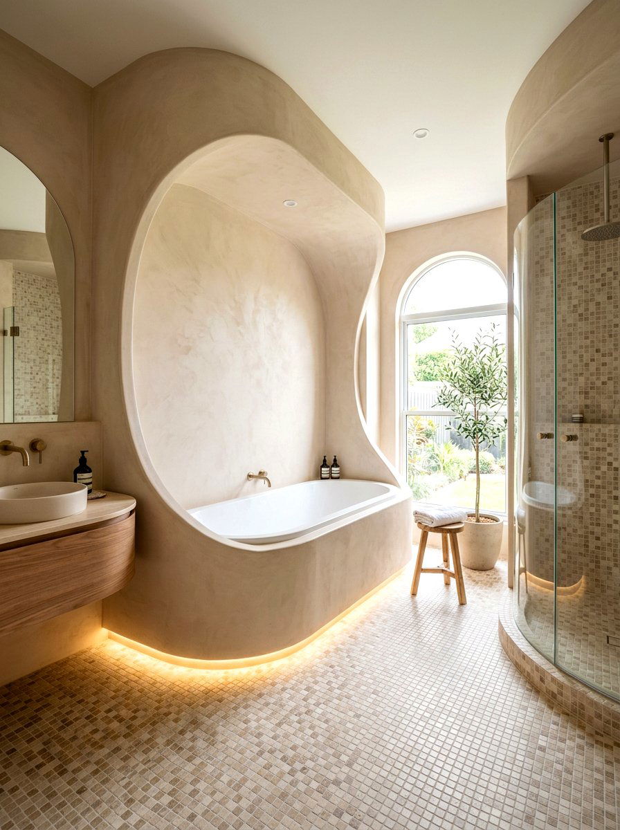 Curved Bathroom Wall - 30 cocoon bath ideas