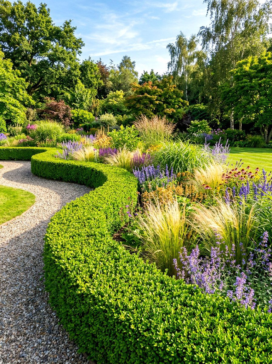 Curved Boxwood Border - 30 boxwood border ideas