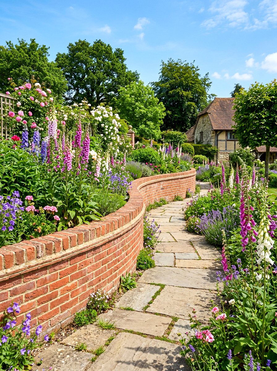 Curved Brick Retaining Wall - 30 retaining wall garden ideas
