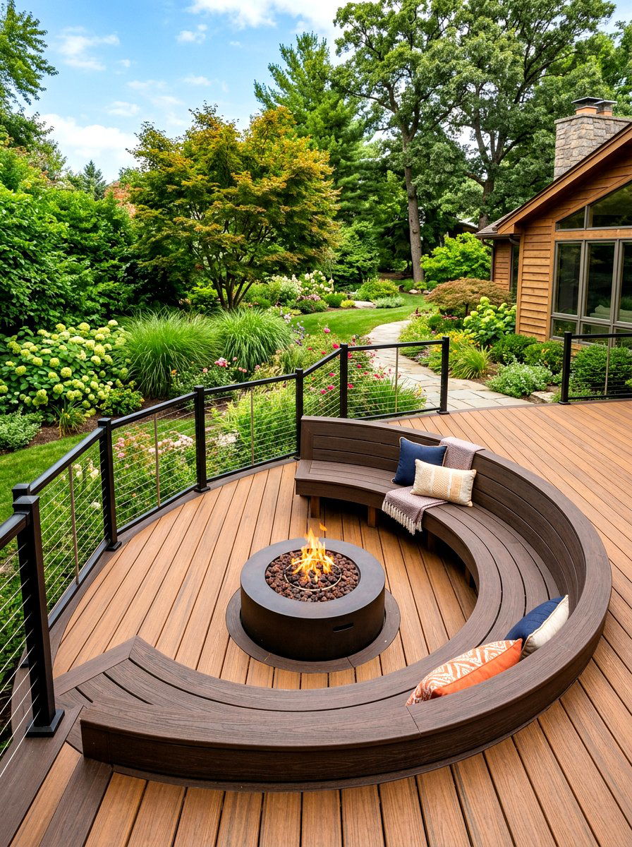 Curved Composite Deck Corner Seating - 30 deck corner seating ideas
