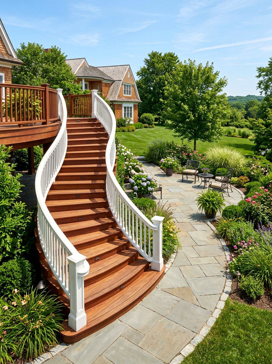 Curved Deck Stairs - 30 deck stair ideas