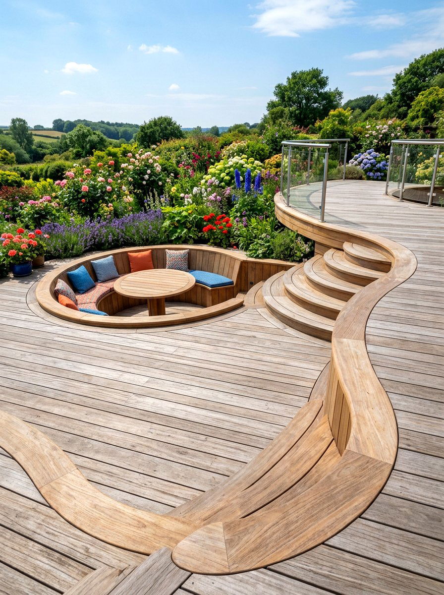 Curved Decking Edge - 30 two level deck ideas
