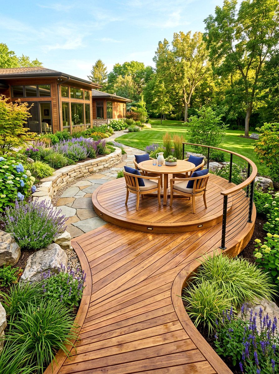 Curved Edge Deck - 30 detached deck ideas